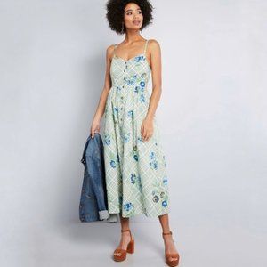 ModCloth Quite Clearly Charismatic Midi Dress, Sundress, Size Small